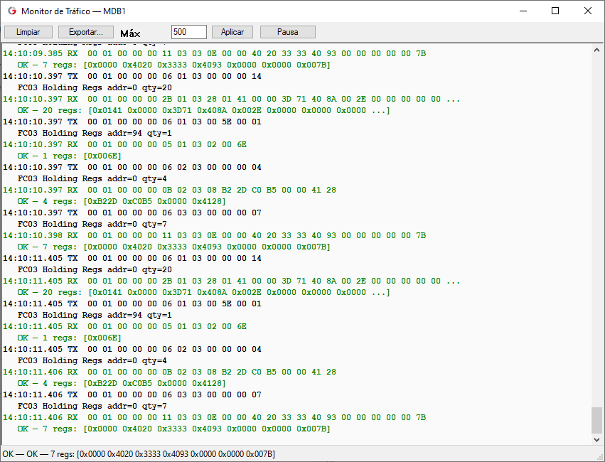 Monitor Modbus TCP